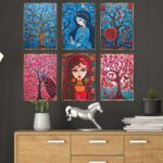 Set of Six Wall Paintings for Wall Dacoration Golden Framed Wall Paintings for Living Room & Bedroom Wall Art for Home Decoration & Office Wall Décor (17x13 inch CH-GD6-1)